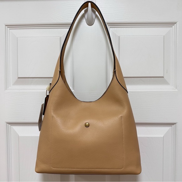 Coach - Brooklyn 28 Shoulder Bag Natural Tan Brass Leather NWT - Picture 5 of 10